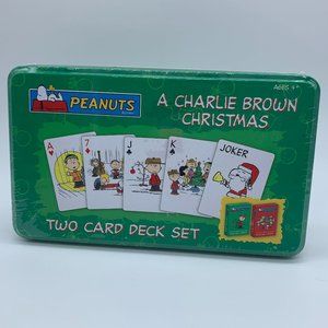 PEANUTS A Charlie Brown Christmas Two Deck Playing Card Set Tin Box